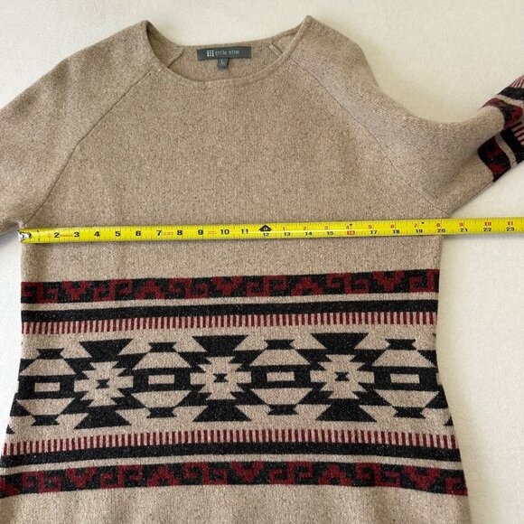 Title Nine Por Vida 2.0 Sweater Womens Large Hermosa Stripe Merino Wool Silk Tan - Picture 8 of 9